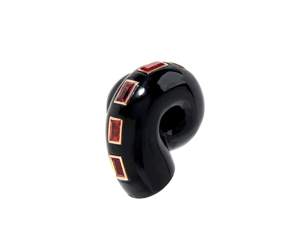 Dezso Carved Black Onyx Turbo Shell and Sapphire Bead ONLY - Angled View