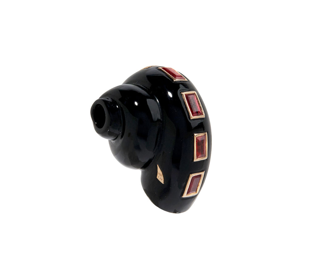 Dezso Carved Black Onyx Turbo Shell and Sapphire Bead ONLY - Side View