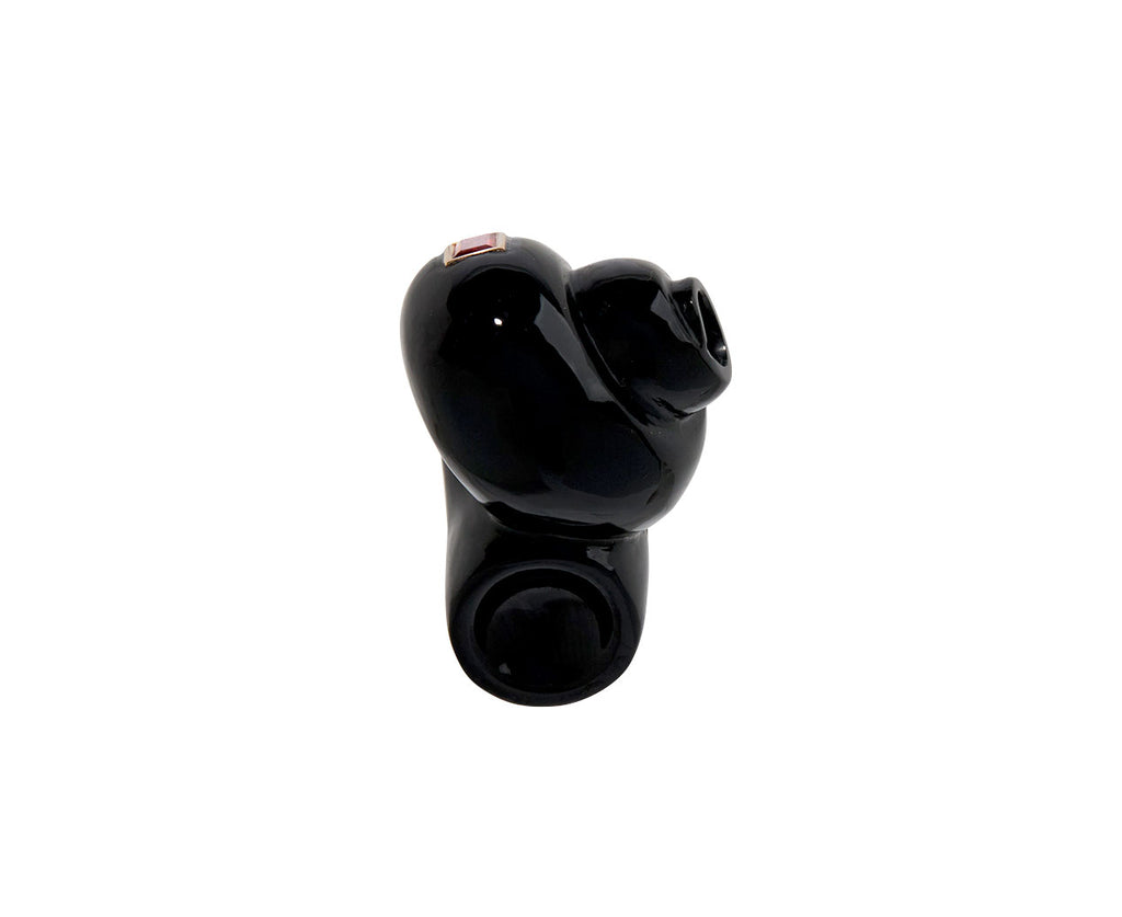 Dezso Carved Black Onyx Turbo Shell and Sapphire Bead ONLY - Back View