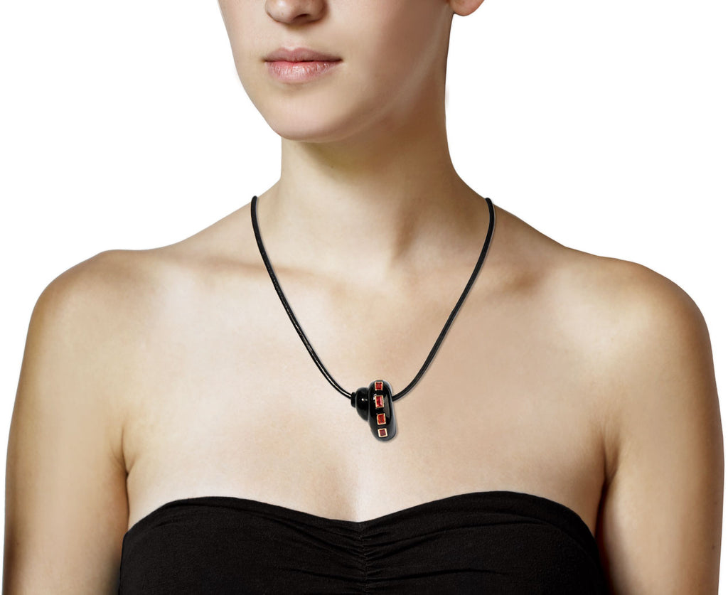 Dezso Carved Black Onyx Turbo Shell and Sapphire Bead ONLY - Profile