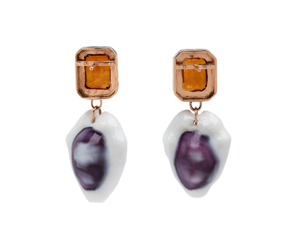 Natural Cowry Shell and Citrine Earrings