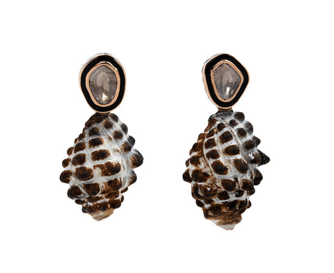 Natural Shell and Polki Diamond Earrings