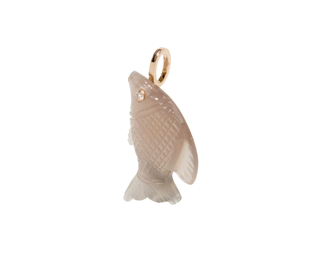 Dezso Moonstone Diamond Eye Fish Pendant ONLY - Angled View
