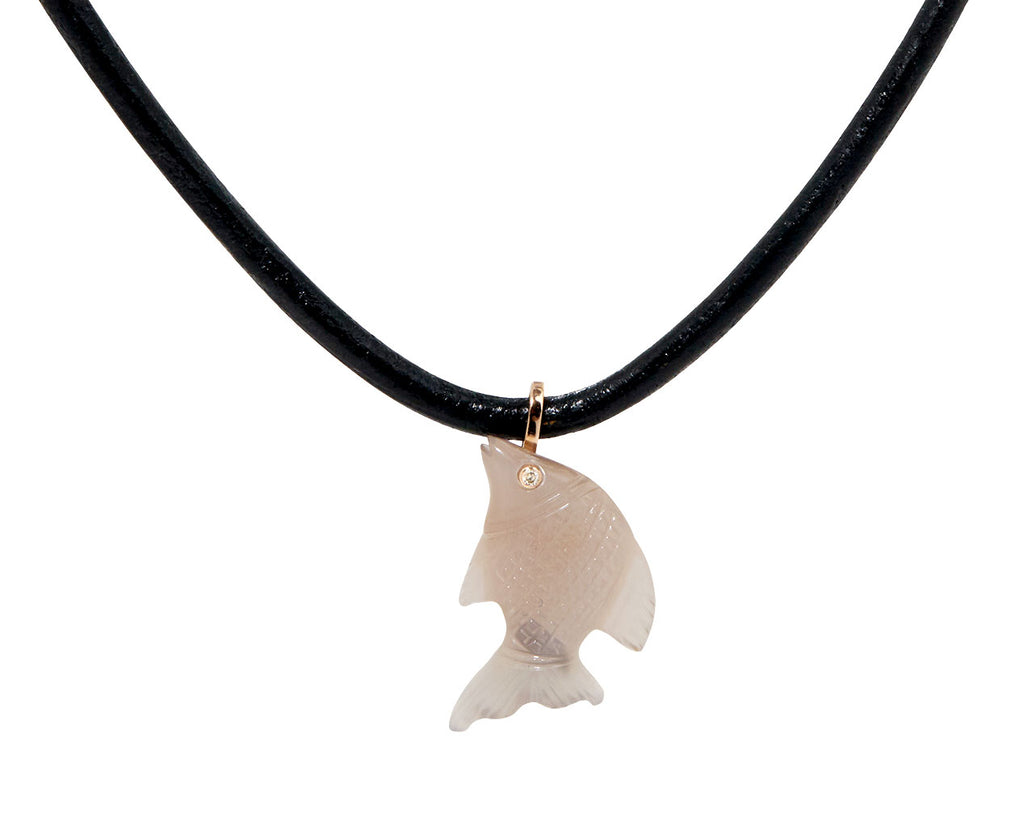 Dezso Moonstone Diamond Eye Fish Pendant ONLY - Closeup