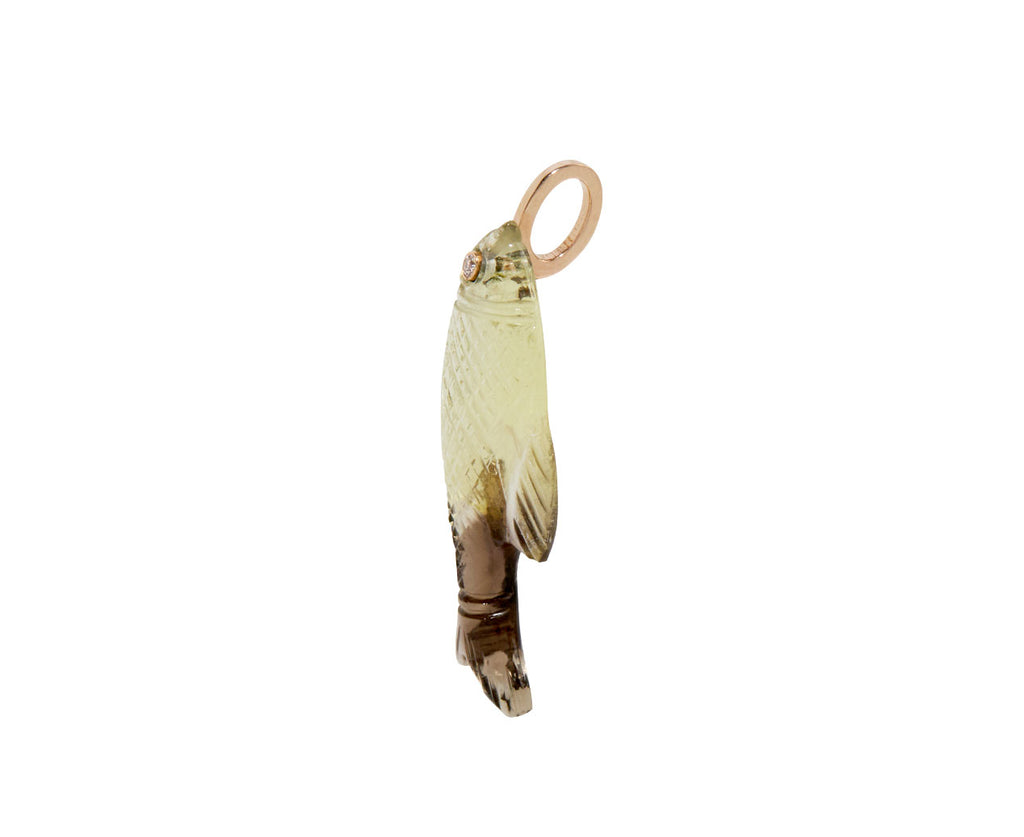 Dezso Smoky Quartz Diamond Eye Fish Pendant ONLY - Angled View