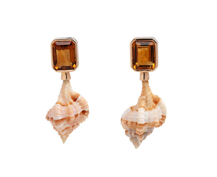 Murex Shell and Citrine Earrings