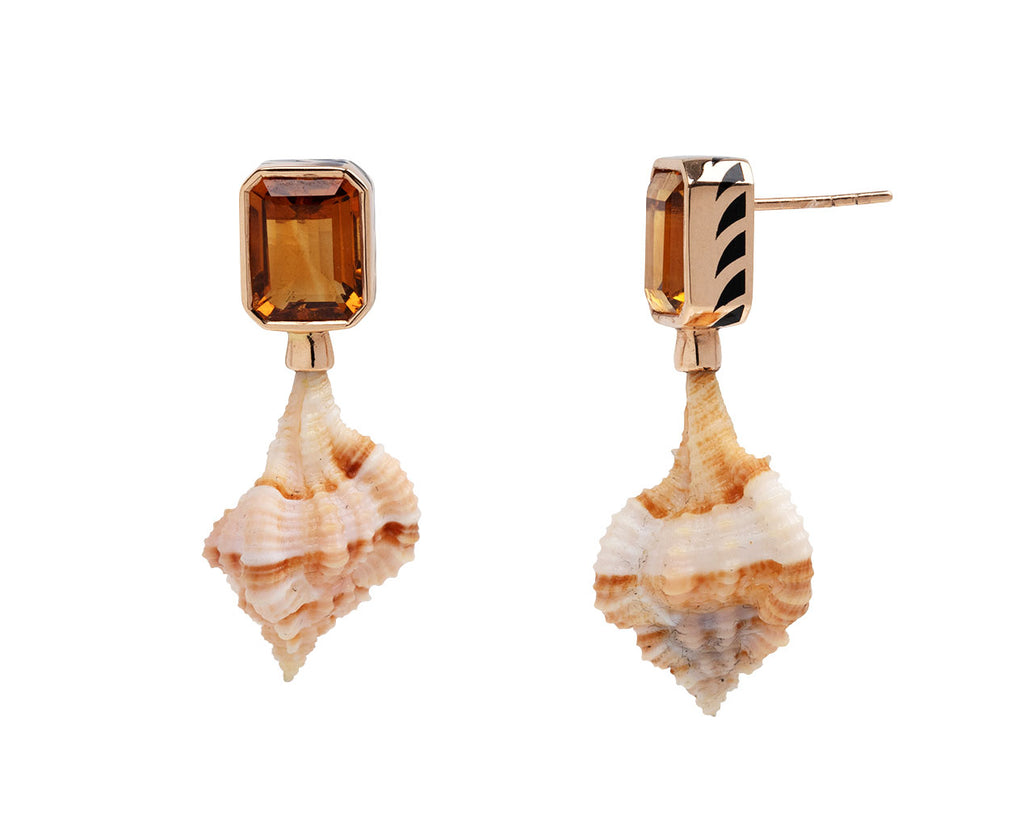 Murex Shell and Citrine Earrings