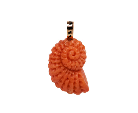 Dezso Carved Coral Nautilus Charm Pendant ONLY