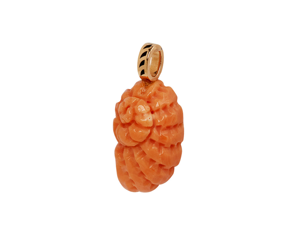 Dezso Carved Coral Nautilus Charm Pendant ONLY - side