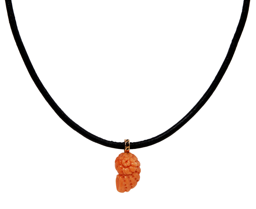 Dezso Carved Coral Nautilus Charm Pendant ONLY - on cord