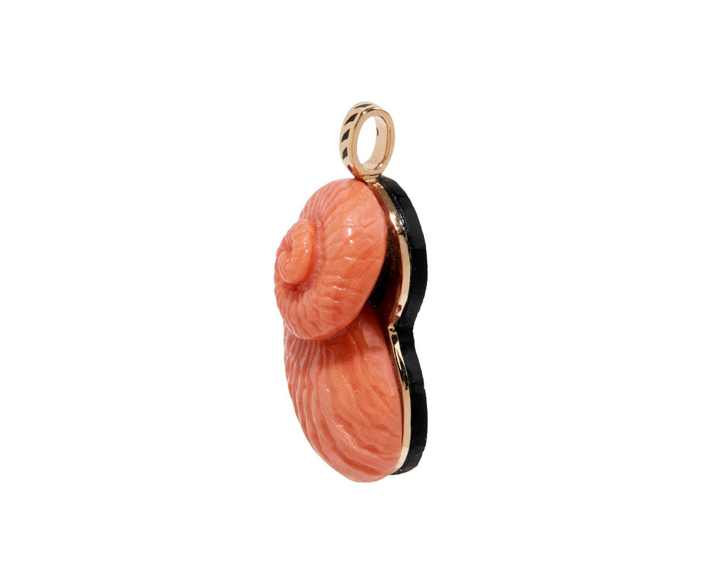 Dezso Carved Coral Nautilus Charm Pendant ONLY - Side View