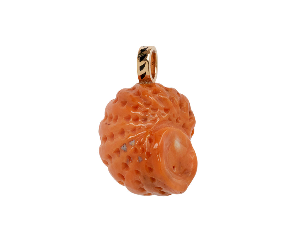 Dezso Carved Coral Nautilus and Diamond Charm Pendant ONLY - back