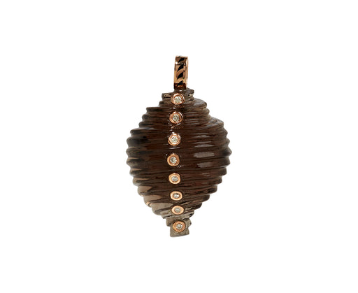 Dezso Carved Crystal Tonna and Diamond Shell Pendant ONLY