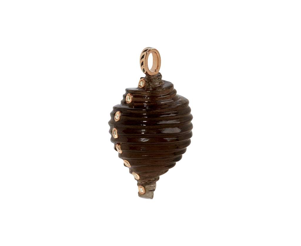 Dezso Carved Crystal Tonna and Diamond Shell Pendant ONLY - side