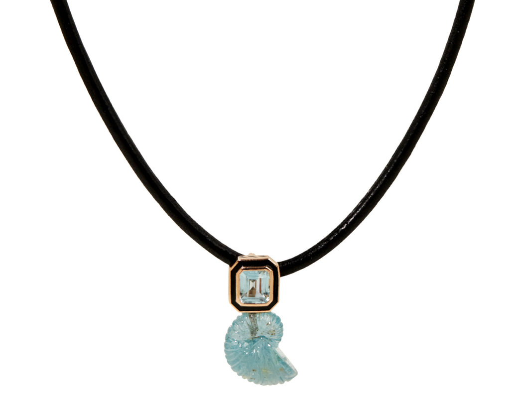 Carved Crystal Quartz Grande Nautilus and Citrine Pendant ONLY - closeup on cord