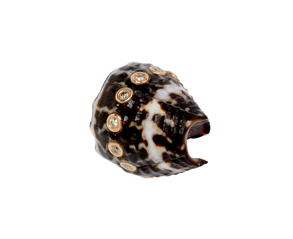 Dezso Natural Conus Shell and Diamond Bead ONLY - side