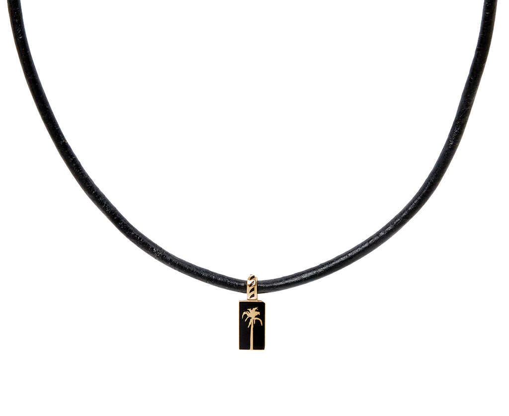 Dezso La Palmera Black Enamel Charm Pendant ONLY - on cord