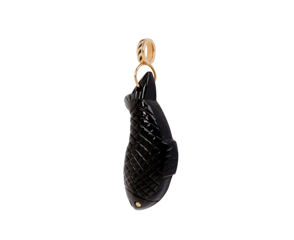 Dezso Black Onyx Fish Charm Pendant ONLY - side