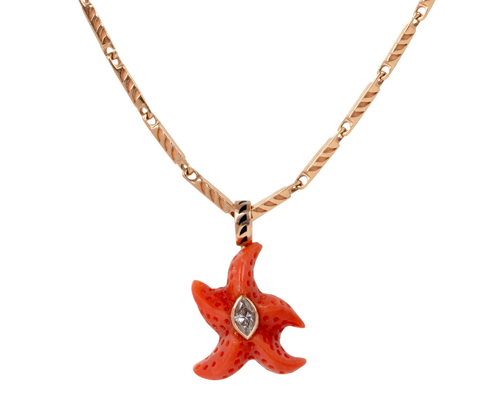 Marquise Diamond Coral Starfish Pendant ONLY