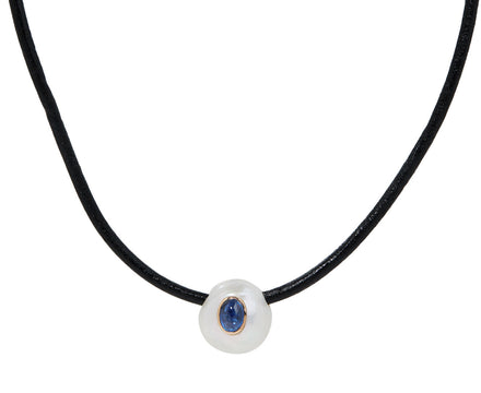 Dezso Pearl and Kyanite Pendant Necklace
