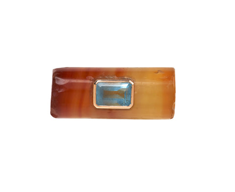 Dezso Petite Agate and Aquamarine Bead Pendant ONLY