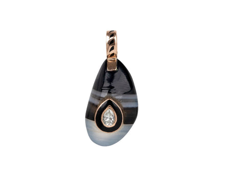 Carved Smoky Quartz Mussel Shell and Diamond Pendant ONLY