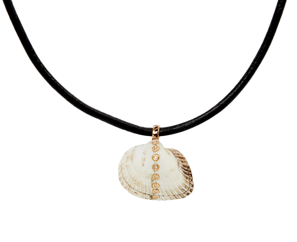 Dezso Natural Edul Shell and Diamond Pendant ONLY - on cord