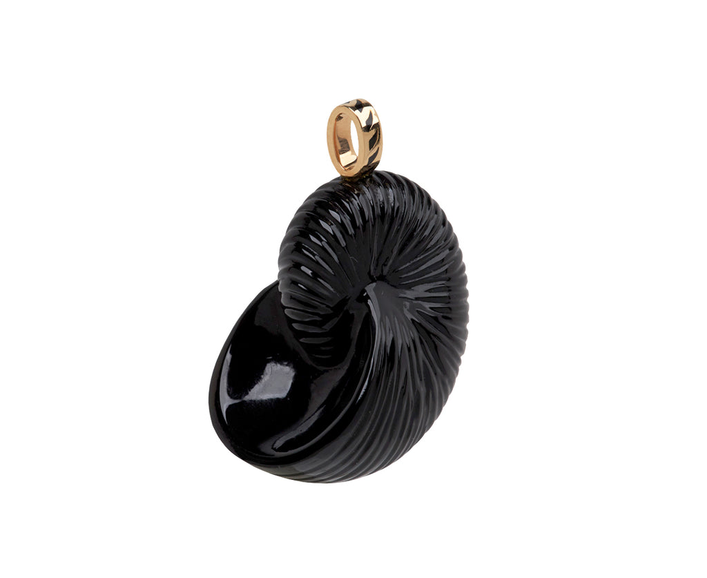 Dezso Carved Black Onyx Nautilus Charm Pendant ONLY - Side View