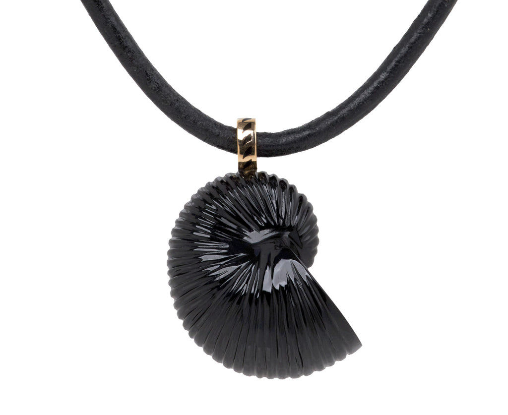 Dezso Carved Black Onyx Nautilus Charm Pendant ONLY - Closeup
