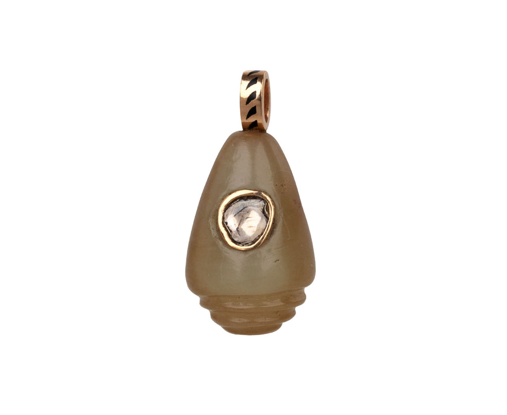 Carved Blonde Jade and Polki Diamond Shell Pendant ONLY