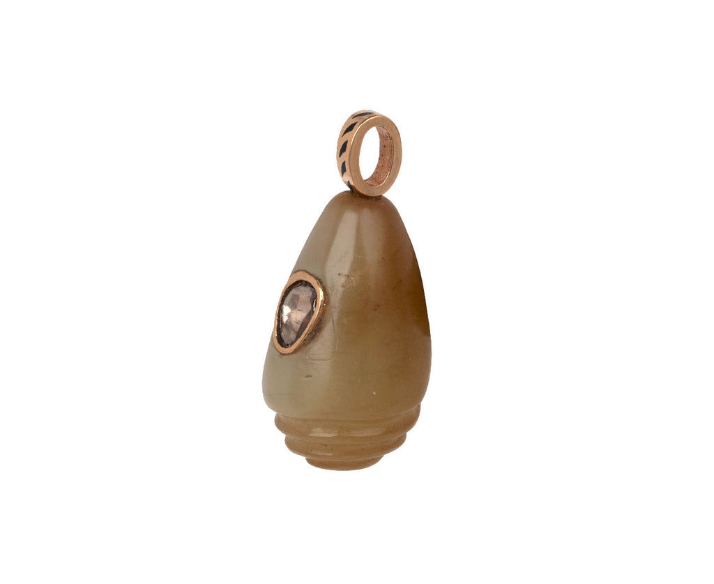 Carved Blonde Jade and Polki Diamond Shell Pendant ONLY