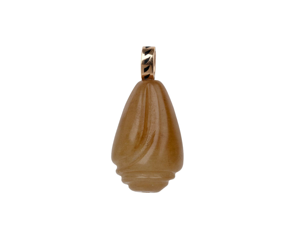 Carved Blonde Jade and Polki Diamond Shell Pendant ONLY