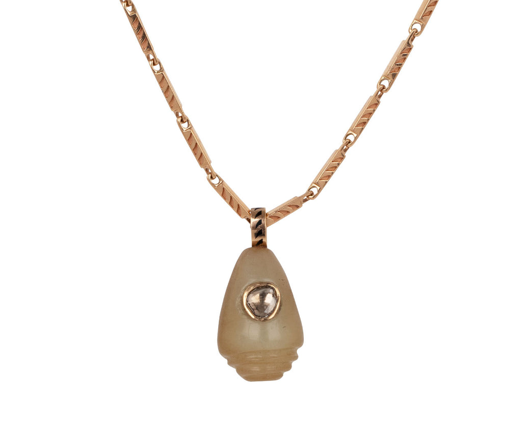 Carved Blonde Jade and Polki Diamond Shell Pendant ONLY