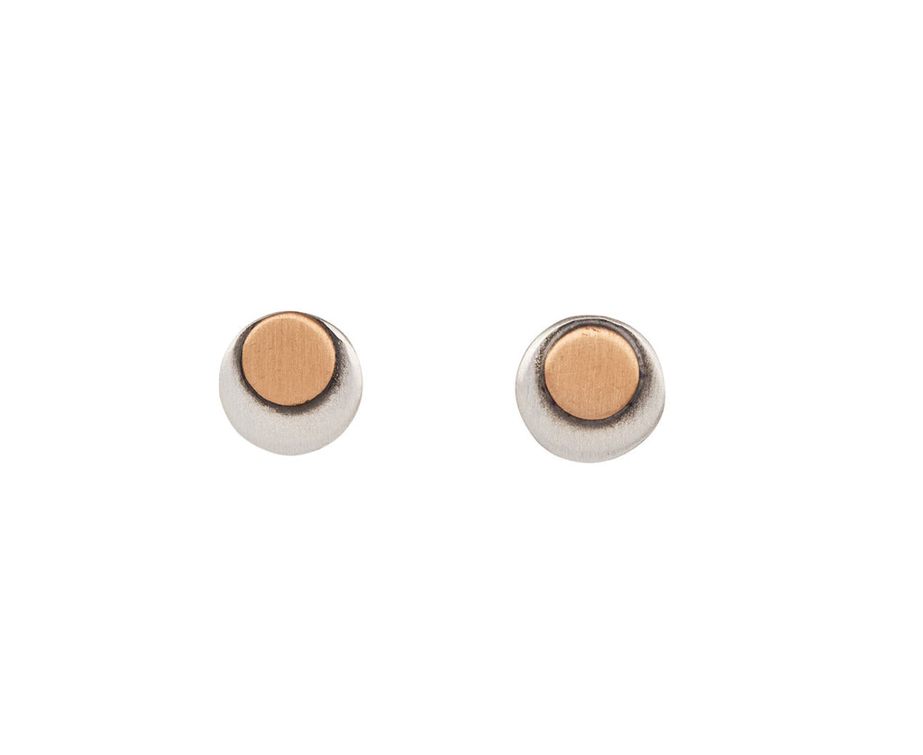 Jane Diaz Silver Small Disc Earrings - Closeup