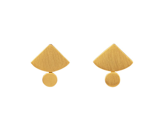 Jane Diaz Gold Plated Fan and Disc Earrings