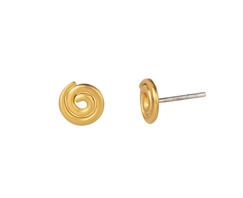 Jane Diaz Gold Plated Spiral Earrings - Side View