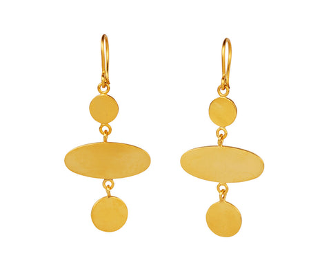 Jane Diaz Gold Plated Ellipse Disc Drop Earrings