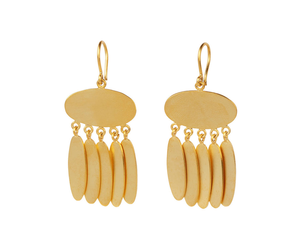 Jane Diaz Gold Plated Oval Drop Fringe Earrings