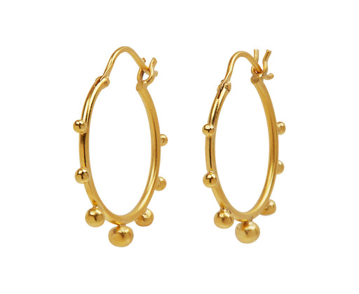 Jane Diaz Medium Wire Hoop Earrings with Graduating Balls
