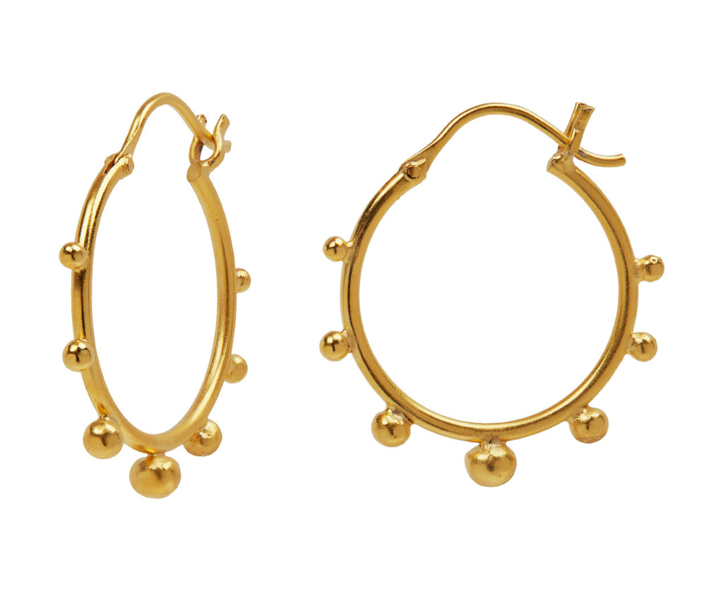 Jane Diaz Medium Wire Hoop Earrings with Graduating Balls - Side View