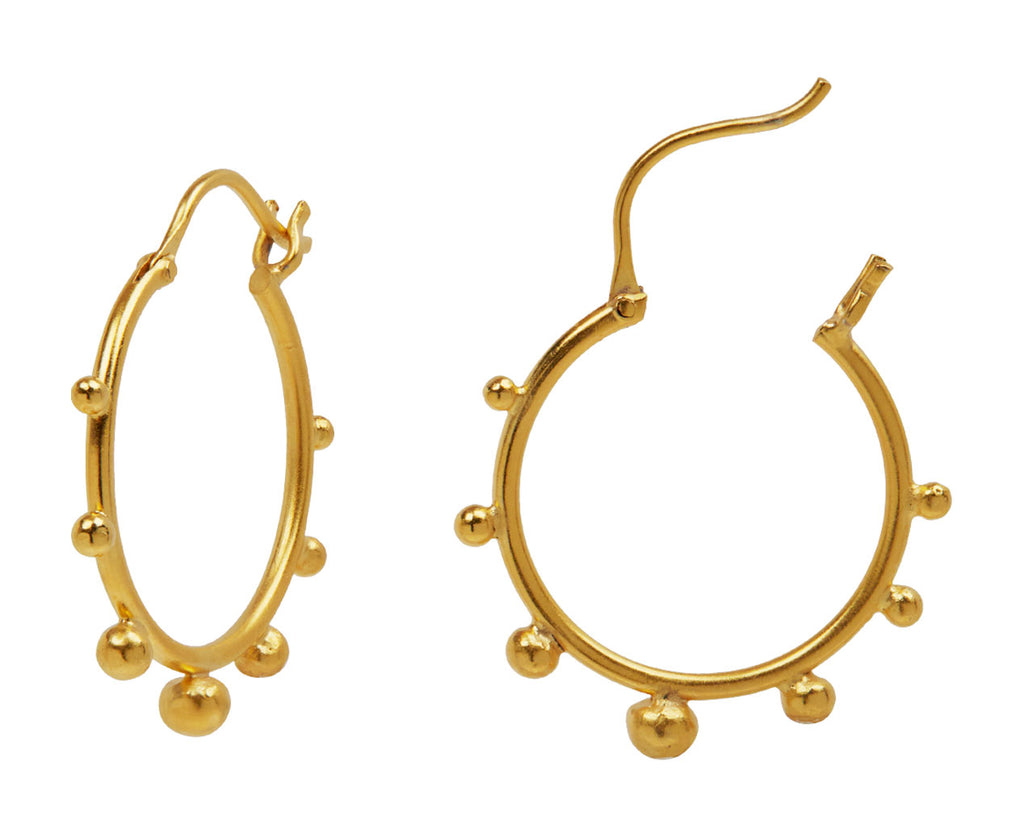 Jane Diaz Medium Wire Hoop Earrings with Graduating Balls - Closure