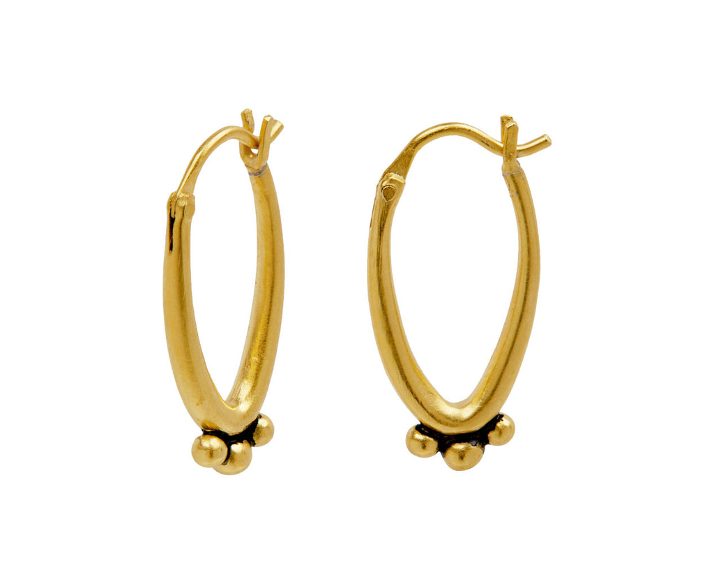 Jane Diaz Small Oval Hoop Earrings with 3 Ball Granulation