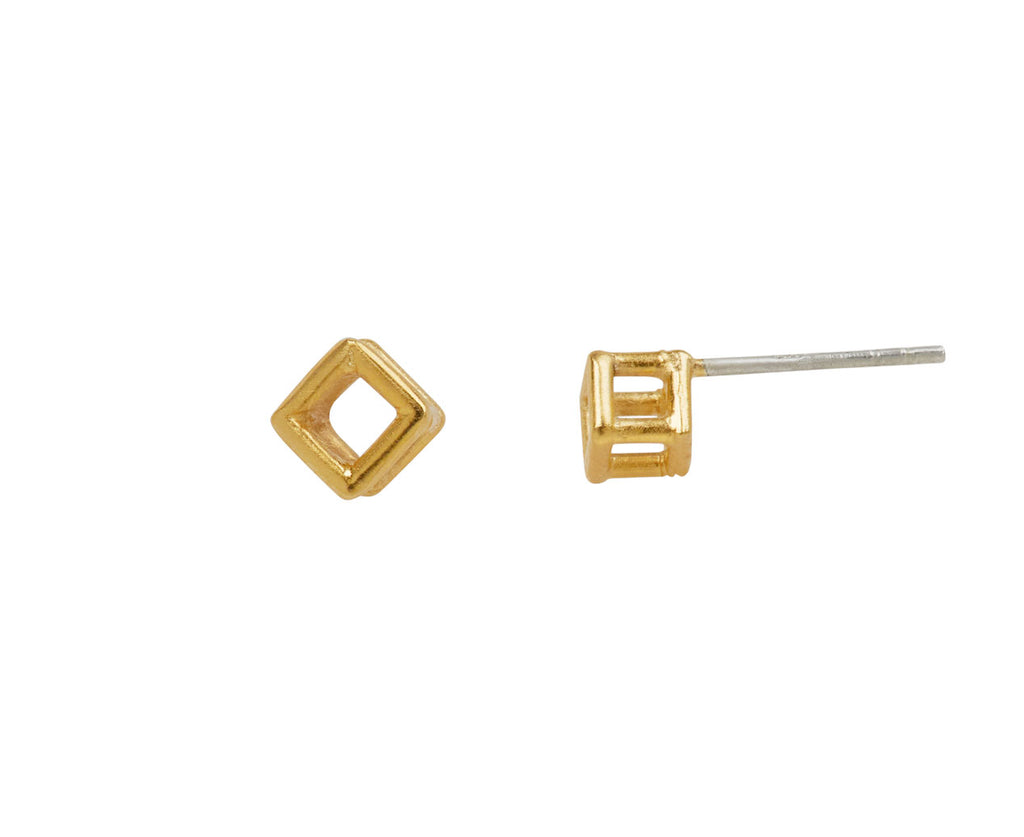 Jane Diaz Wire Cube Stud Earrings - side