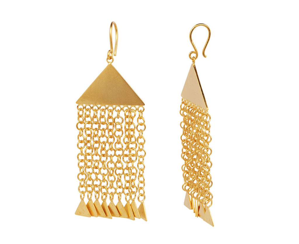 Jane Diaz Triangle Shape Drop Chain Earrings - Closeup