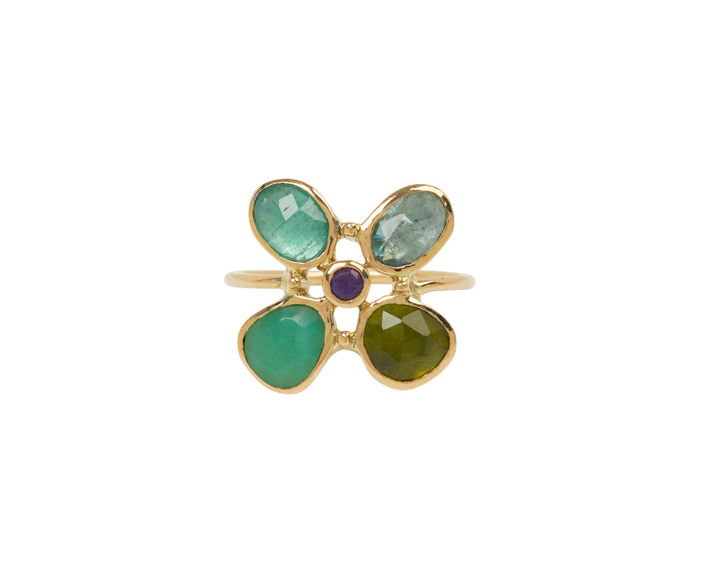 Dorette Green Tone Bague Trèfle Ring