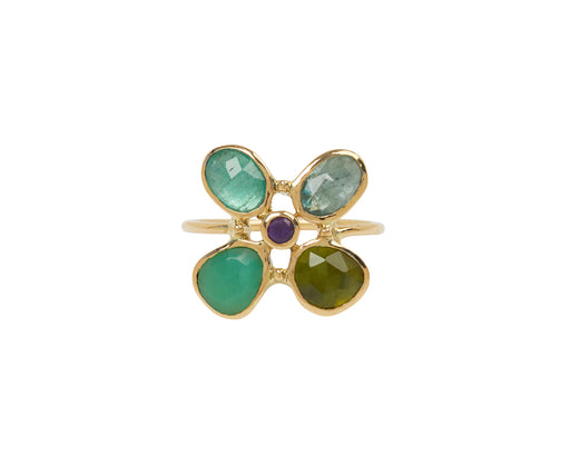 Dorette Green Tone Bague Trèfle Ring