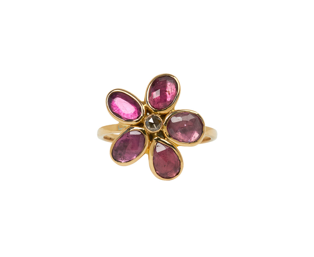 Pink Tourmaline Bague Fleur Ring