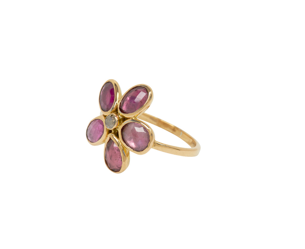 Pink Tourmaline Bague Fleur Ring
