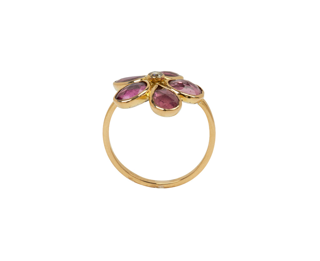 Pink Tourmaline Bague Fleur Ring