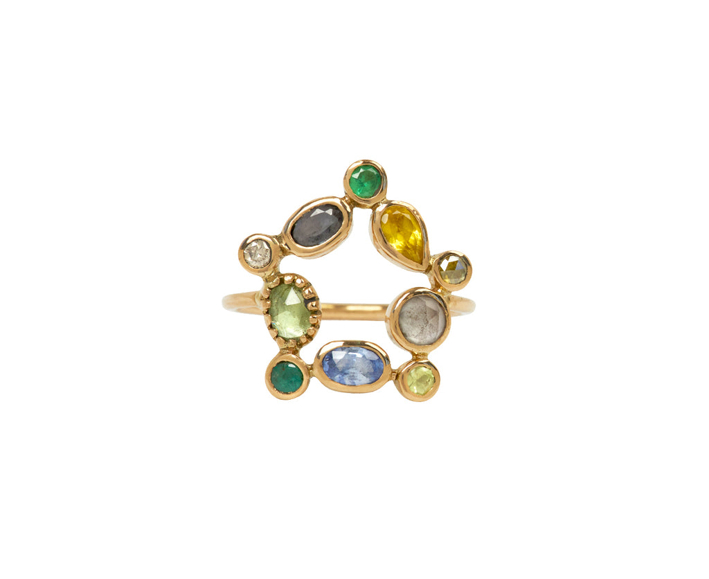 Multi Gem Bague Couronnée Ring